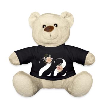 Blumen zum 22-jährigen Jubiläum (Geschenk von 22 Jahren) - Teddy - Schwarz - Vorne