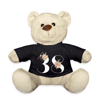38th Anniversary Flowers (Gift of 38 years) - Teddy Bear - black - Front