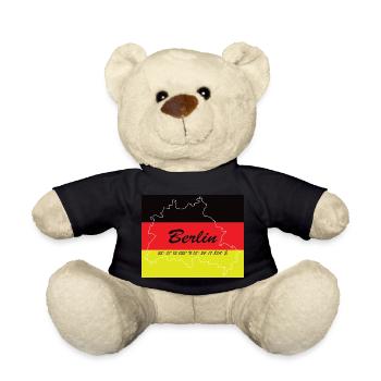 Berlin - Hauptstadt mit GPS-Koordinaten & Flagge - Teddy - Schwarz - Vorne