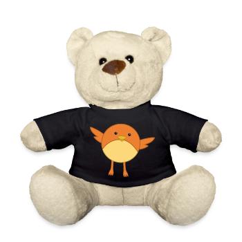 Cute orange bird - Teddy Bear - black - Front