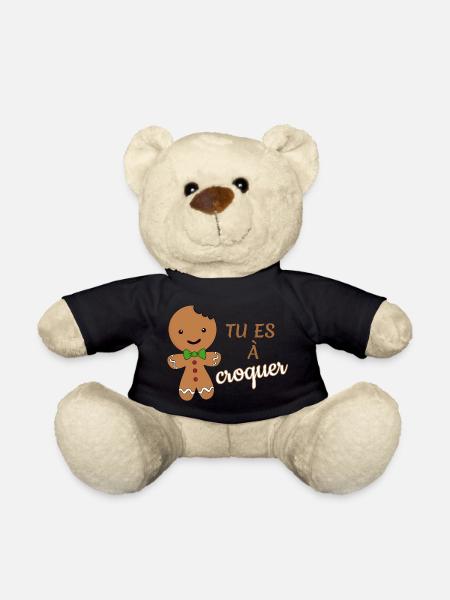 mignon Bonhomme biscuit de Noël "Tu es à croquer" - Nounours - noir