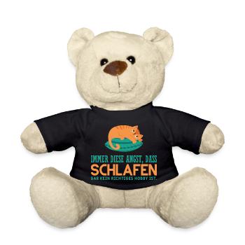 immer diese Angst, dass schlafen gar kein Hobby is - Teddy - Schwarz - Vorne