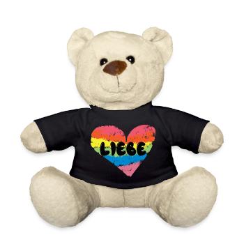 Lgbt Spruch Liebe Herz Beziehung Regenbogen - Teddy - Schwarz - Vorne