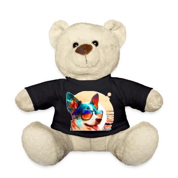 Chien hipster cool avec des lunettes de soleil en été - Nounours - noir - Devant