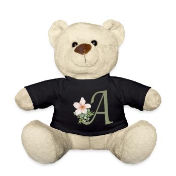 Lettre A avec fleur - Nounours - noir - Devant