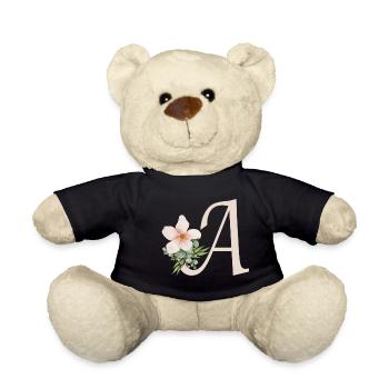 Lettre A avec fleur - Nounours - noir - Devant
