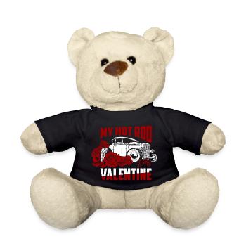 My Hot Rod Is My Valentine Classic Retro Car - Teddy Bear - black - Front