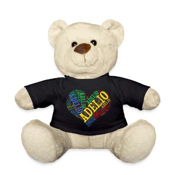 Adelio t-shirt t-shirt nuage de mots idée cadeau - Nounours - noir - Devant