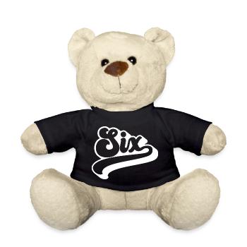 Six 6th Birthday Kids Boys Girls 6 Years Old - Teddy Bear - black - Front