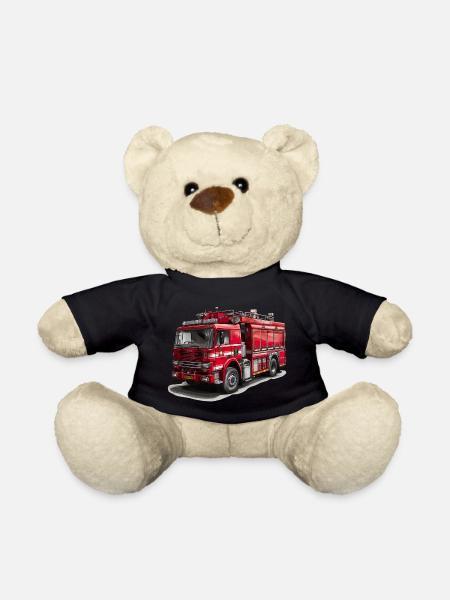 Combattre les incendies avec le camion de pompiers - Nounours - noir
