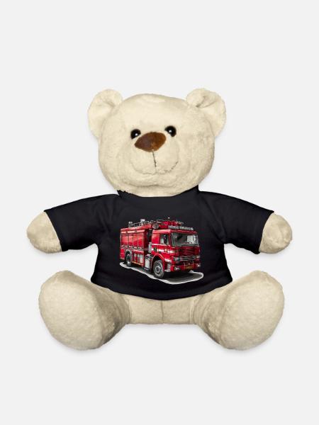Combattre les incendies avec des camions de pompiers - Nounours - noir