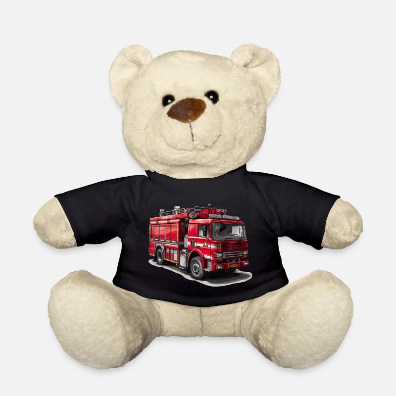 Combattre les incendies avec des camions de pompiers - Nounours - noir