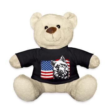 Samoyède Amérique Flag Chien Chiens Wilsigns - Nounours - noir - Devant