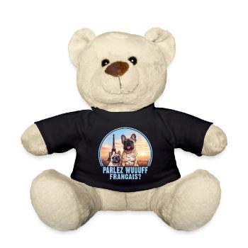 France Paris Cute Dogs Dog Lovers - Teddy Bear - black - Front