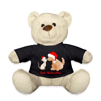Dog and Cat - Merry Christmas - Teddy Bear - black - Front