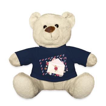 floral envelope with flowers and airmail border - Teddy Bear - french navy - Front