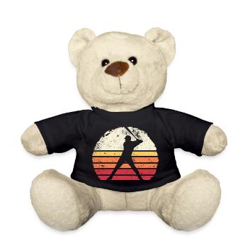 Baseball Sunset Silhouette - Teddy Bear - black - Front