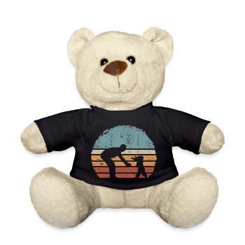 Sunset Parent and Child Silhouette - Teddy Bear - black - Front