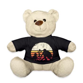 Sunset Silhouette: Family Planting Tree - Teddy Bear - black - Front