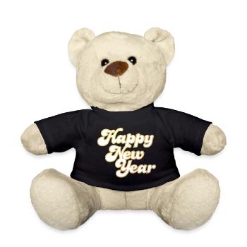 Happy New Year Sylvester cool Gold 2024 Retro - Teddy - Schwarz - Vorne