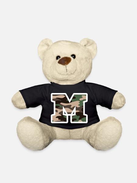 Buchstabe M Militärtarnung - Geschenkidee - Teddy - Schwarz