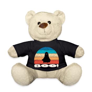 Rétro vintage coucher de soleil Halloween fantôme - Nounours - noir - Devant