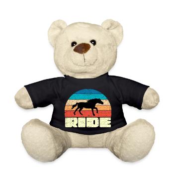 Vintage Sunset with Black Horse - Teddy Bear - black - Front