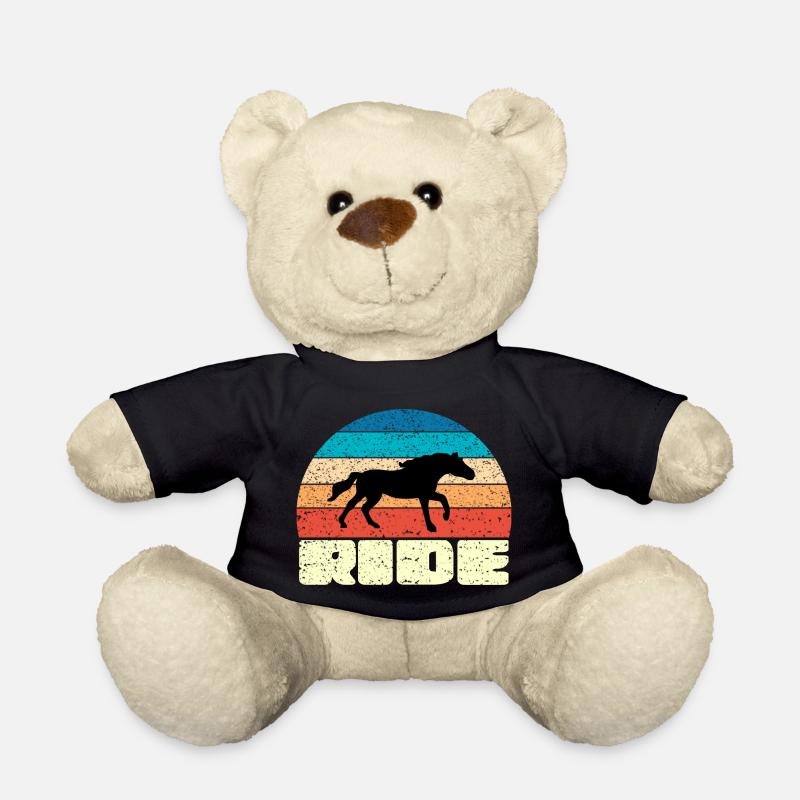 Vintage Sonnenuntergang mit schwarzem Pferd - Teddy - Schwarz
