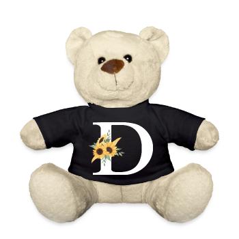 Blumenbuchstabe D Sonnenblume - Teddy - Schwarz - Vorne