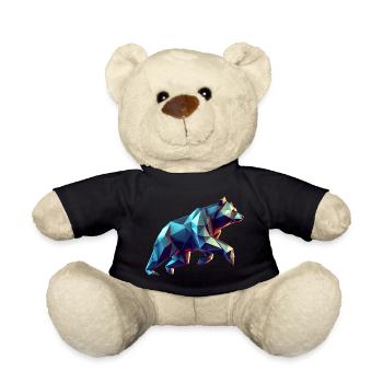 3D Geometric Origami Bear - Teddy Bear - black - Front