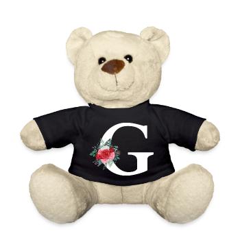 Lettre g floral rouge - Nounours - noir - Devant