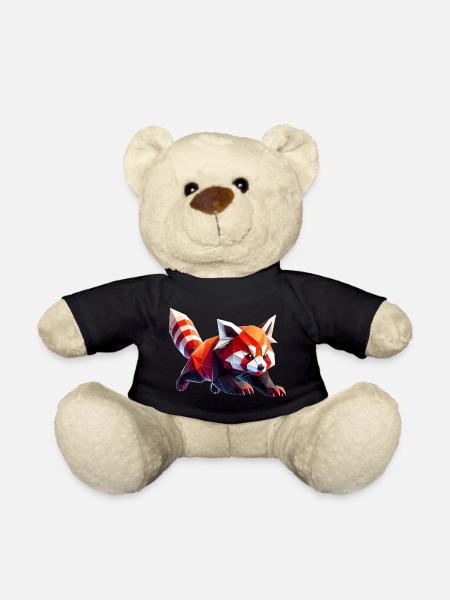 panda roux origami géométrique 3d - Nounours - noir