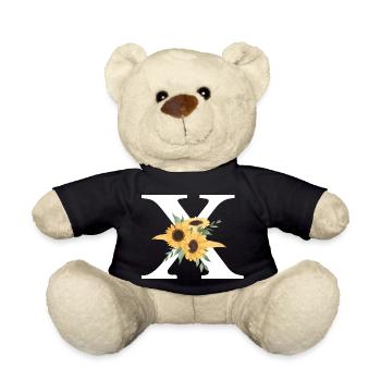 Letter x floral sunflower - Teddy Bear - black - Front