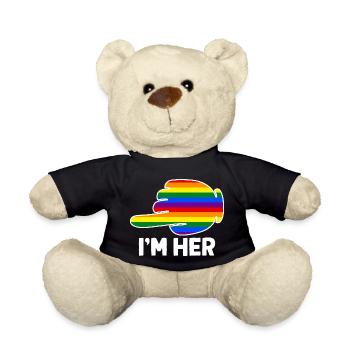 I'm Hers Rainbow Lesbian Couple Funny LGBT Pride - Teddy Bear - black - Front