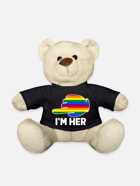 I'm Hers Rainbow Lesbian Couple Funny LGBT Pride - Teddy - Schwarz