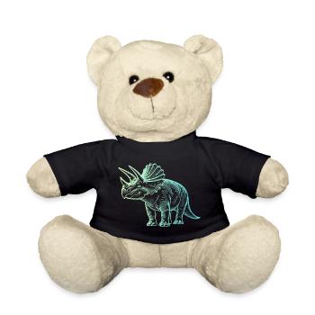 Dessin de dinosaure triceratops dégradé bleu vert - Nounours - noir - Devant