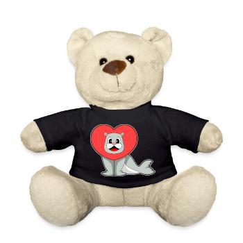 Seal Heart - Teddy Bear - black - Front