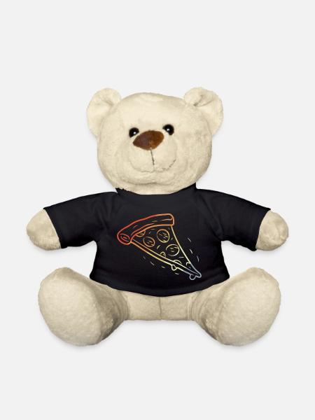 Retro Pizza Scheibe Skizze - Teddy - Schwarz