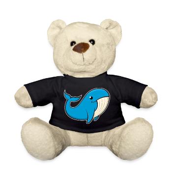 Cheerful image of a blue whale - Teddy Bear - black - Front