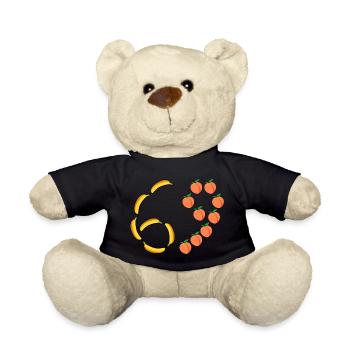 Motif de fruits bananes et pêches - Nounours - noir - Devant