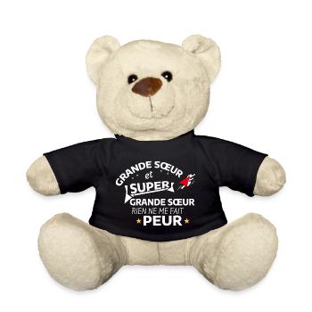 Inspirational drawing of big sister and superhero - Teddy Bear - black - Front
