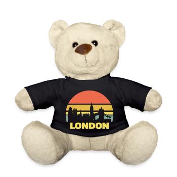 London Skyline Rétro Vintage Silhouette - Nounours - noir - Devant