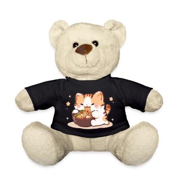 Katze isst Spaghetti Meme - Teddy - Schwarz - Vorne