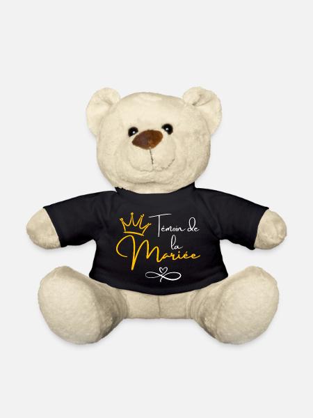 Témoin de la mariée couronne - cadeau la mariée - Nounours - noir