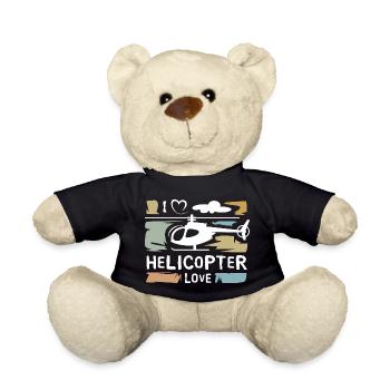 I love Helicopter - Icône vintage de l’hélicoptère - Nounours - noir - Devant