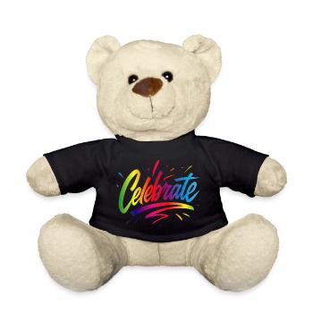 Celebrate – Bunter Schriftzug voller Freude - Teddy - Schwarz - Vorne