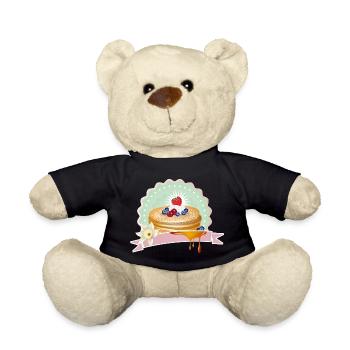 Motif de crêpes avec crème, baies et décoration - Nounours - noir - Devant