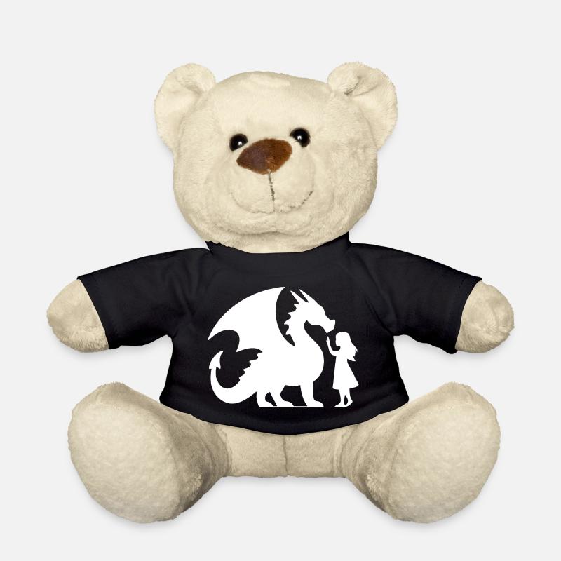 Episches Drachen- und Mädchen-Silhouetten-Design - Teddy - Schwarz