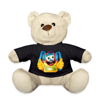 Cartable de dessin animé amusant avec pouces vers le haut - Nounours - noir - Devant