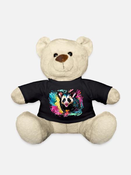 Opossum, ilustration,Beutelratte, bunt, Graffiti - Teddy - Schwarz